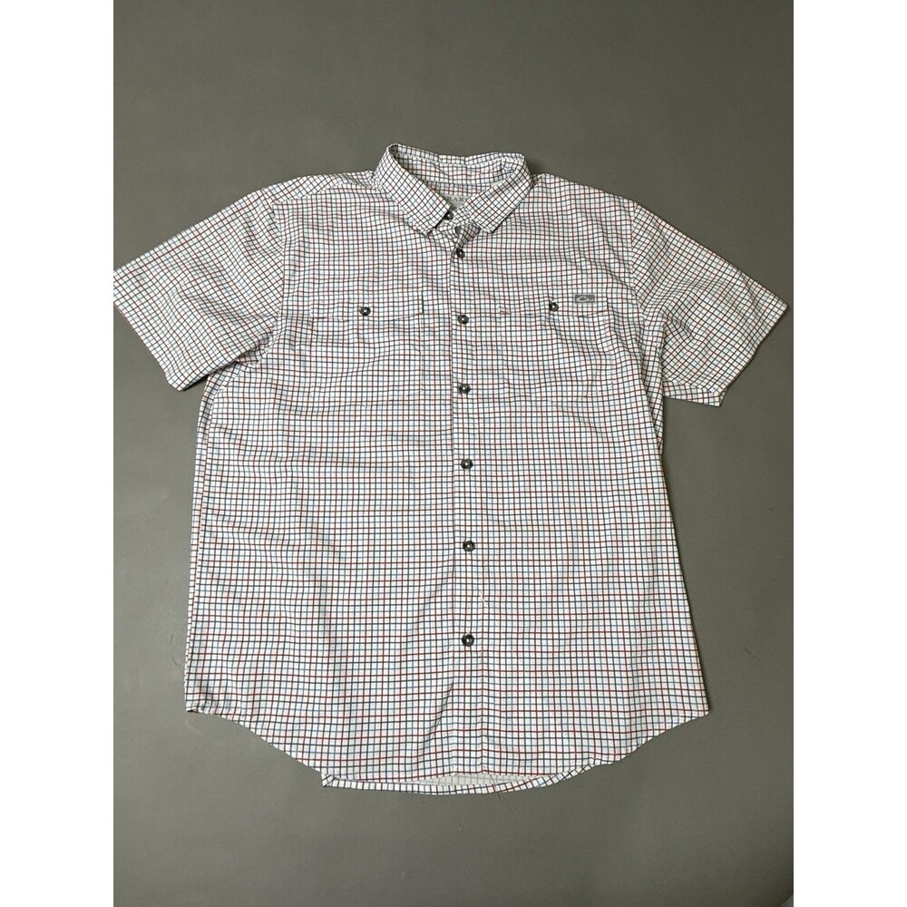 Drake Waterfowl Frat Gingham Check Button-Down Short Sleeve Shirt Size L